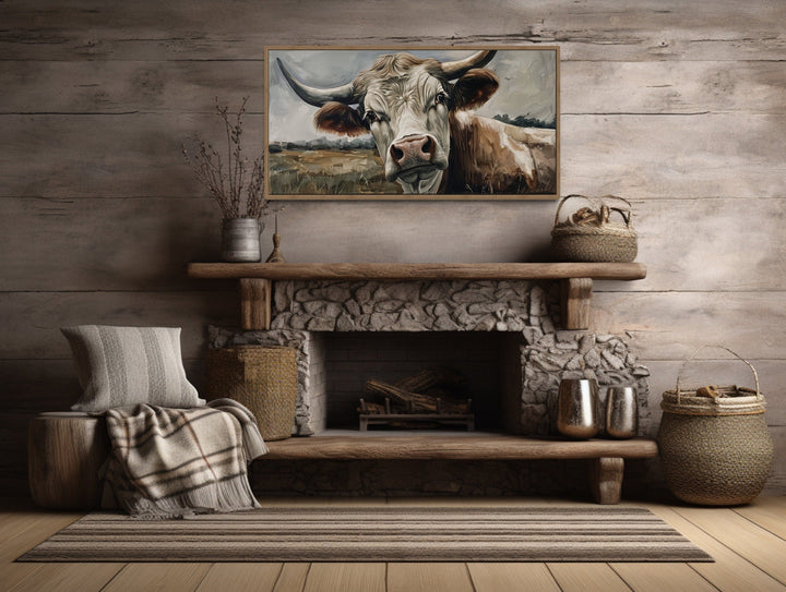 Curious Cow On The Farm Framed Canvas Wall Art