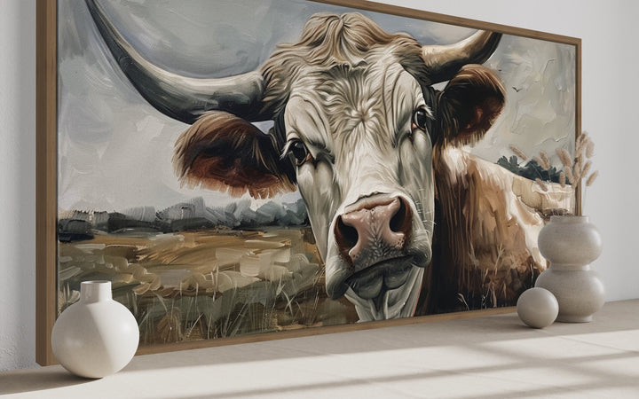 Curious Cow Wall Art - Farmhouse Wall Art Framed Canvas Print With Rustic Charm