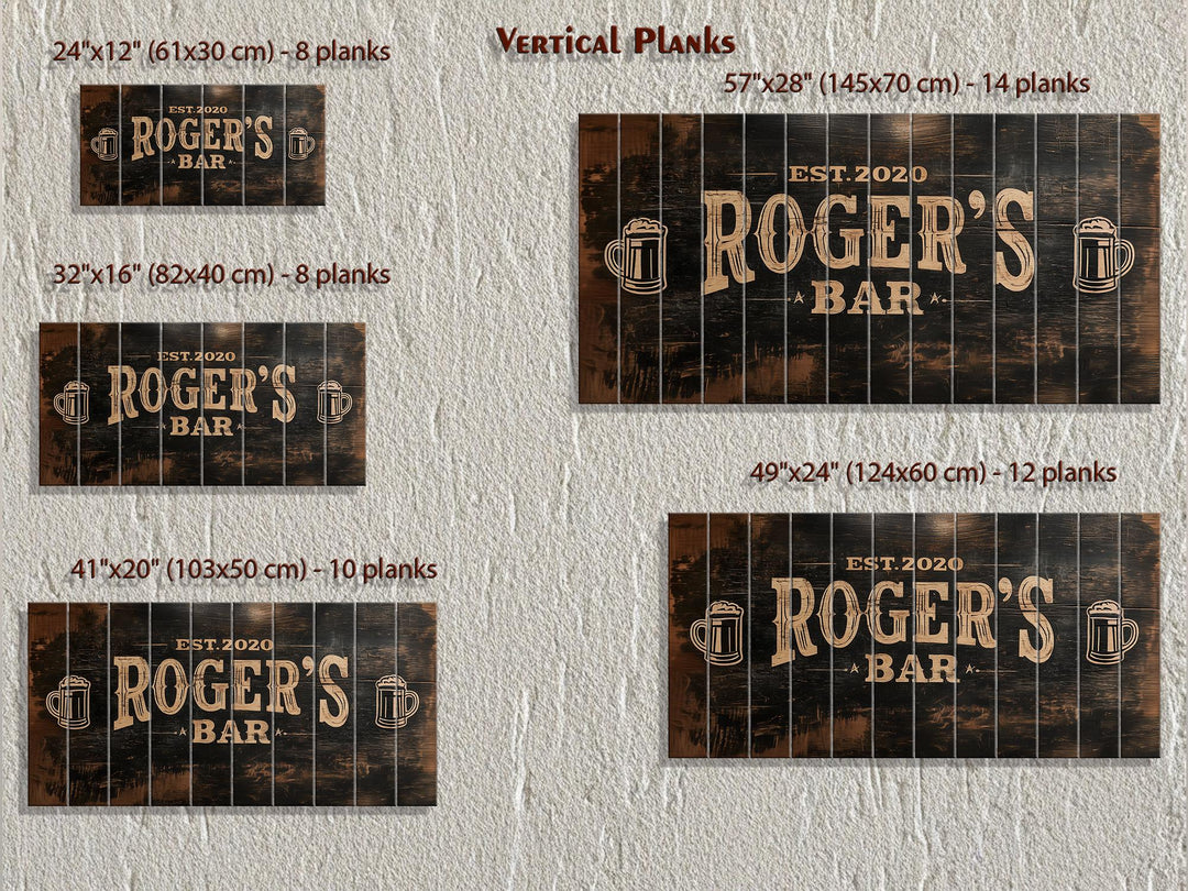 Custom Bar Name Sign On Wood - Rustic Man Cave Wall Art Distressed Wood Wall Decor