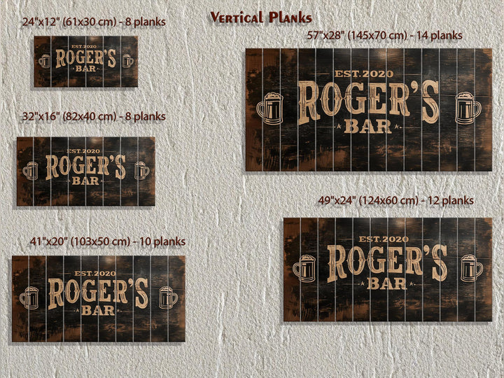 Custom Bar Name Sign On Wood - Rustic Man Cave Wall Art Distressed Wood Wall Decor
