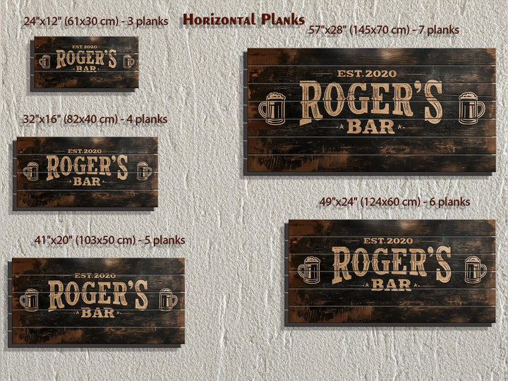 Custom Bar Name Sign On Wood - Rustic Man Cave Wall Art Distressed Wood Wall Decor