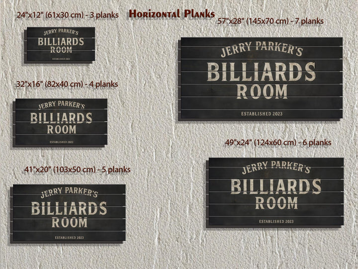 Custom Billiards Wall Art - Distressed Wood Sign | Personalized Pool Table Decor