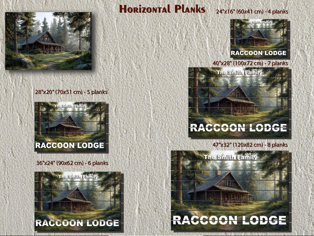 Custom Cabin Sign - Personalized Rustic Painting Print On Wood Housewarming Gift