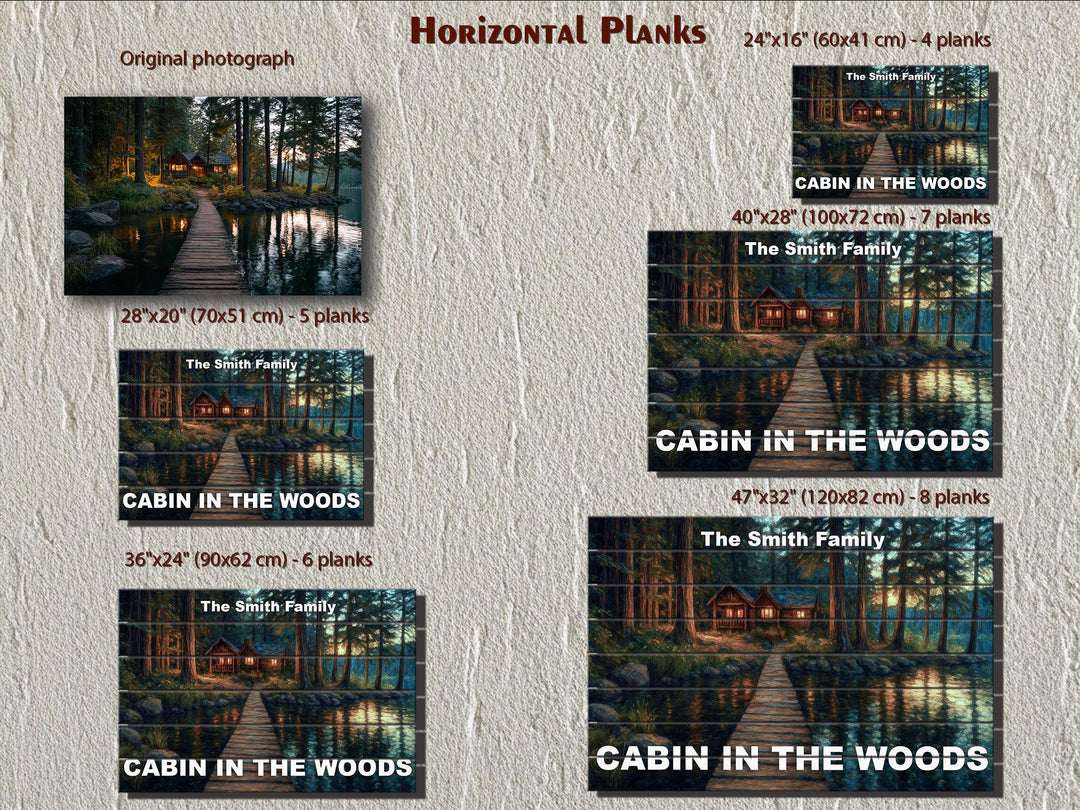 Custom Cabin Sign - Personalized Rustic Painting Print On Wood Housewarming Gift