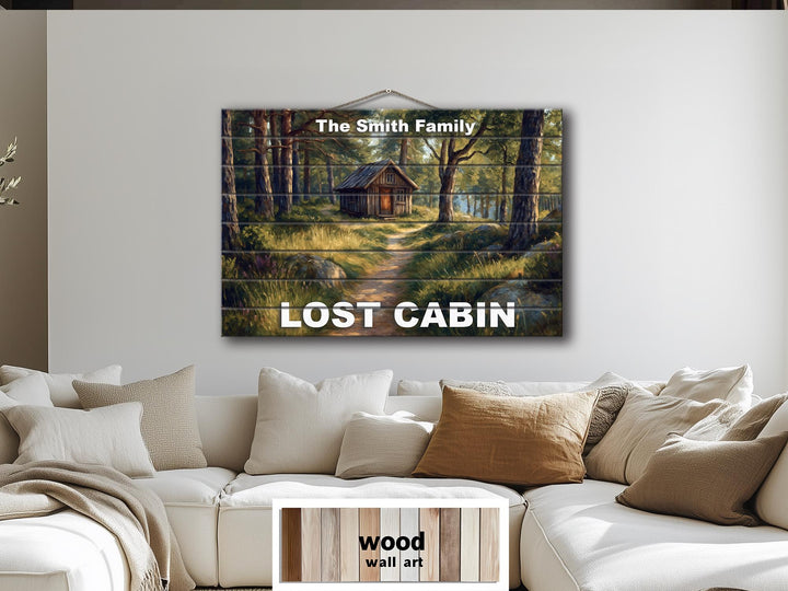 Custom Cabin Sign - Personalized Rustic Painting Print On Wood Housewarming Gift