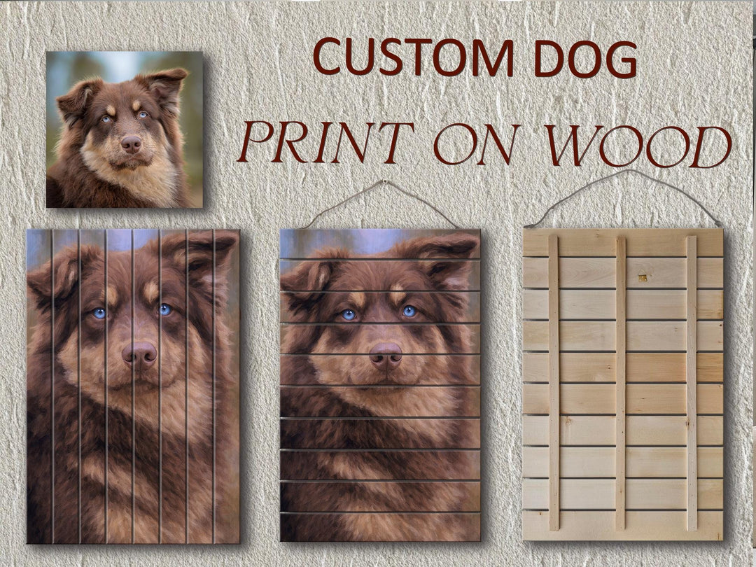 Custom Dog Portrait Printed On Wood