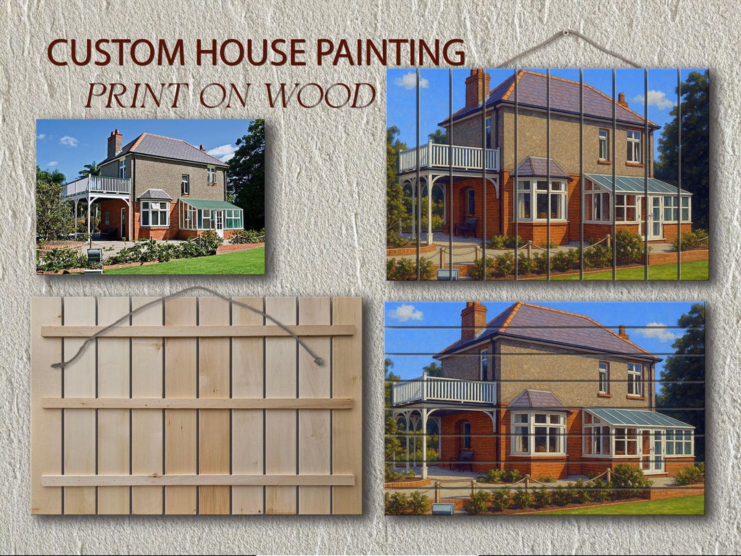 Custom House Distressed Painting Sign Printed On Wood