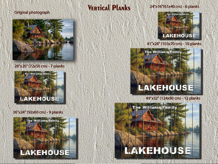 Custom Lakehouse Sign - Personalized Rustic Painting Print On Wood