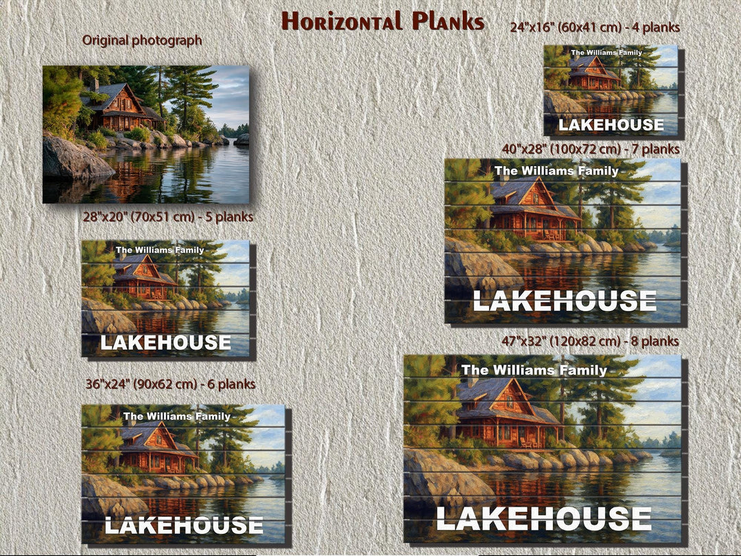 Custom Lakehouse Sign - Personalized Rustic Painting Print On Wood