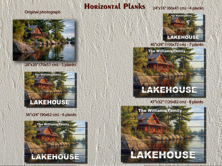 Custom Lakehouse Sign - Personalized Rustic Painting Print On Wood