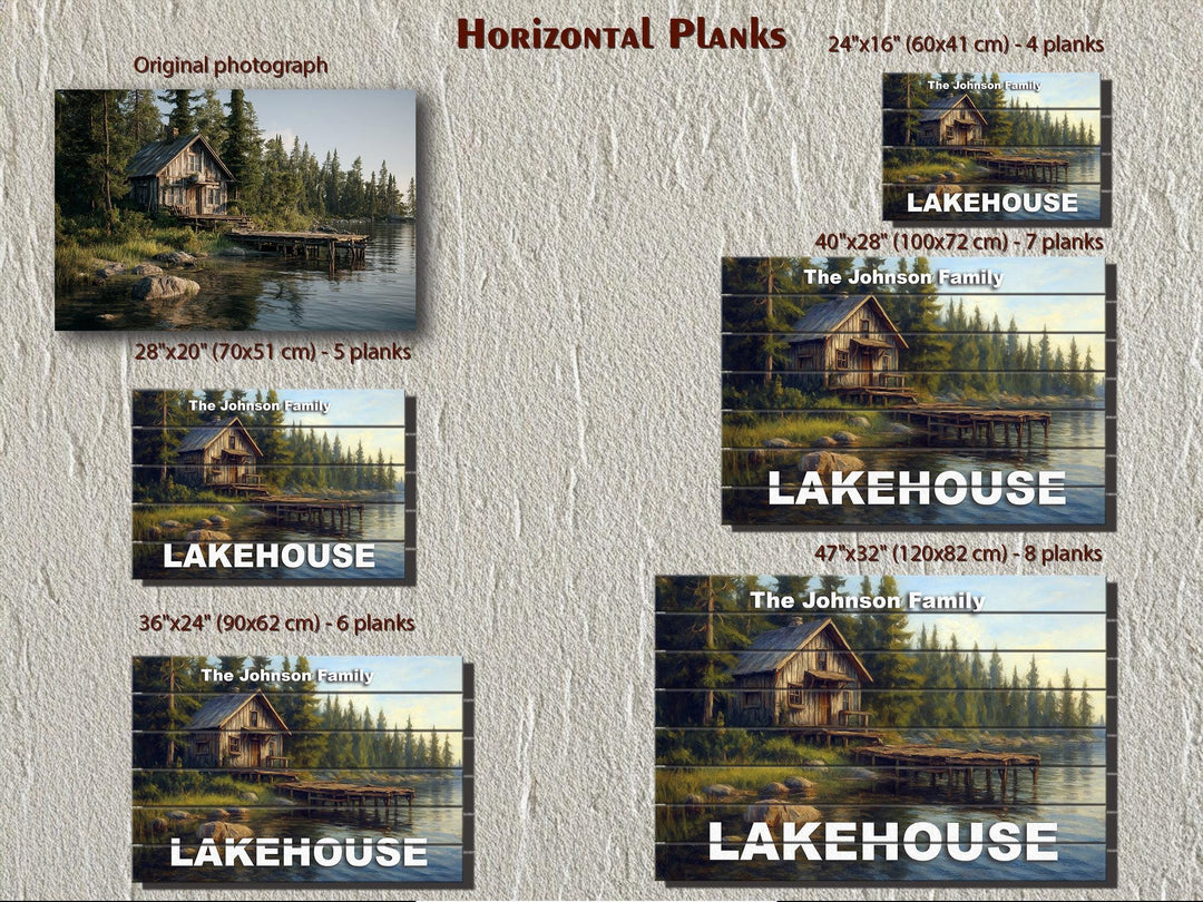 Custom Lakehouse Sign - Personalized Rustic Painting Print On Wood