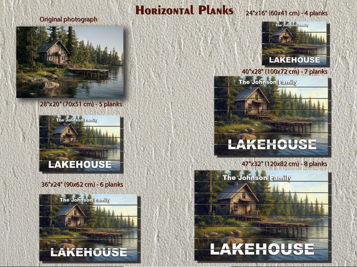 Custom Lakehouse Sign - Personalized Rustic Painting Print On Wood