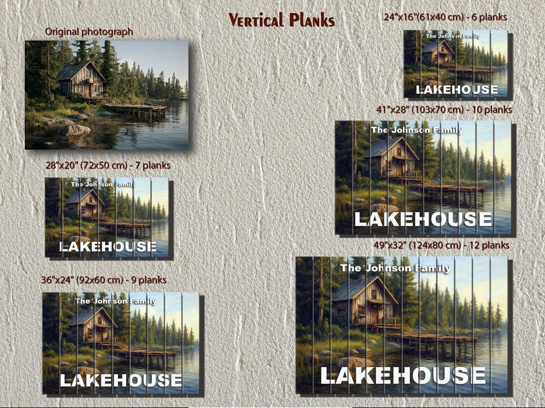 Custom Lakehouse Sign - Personalized Rustic Painting Print On Wood