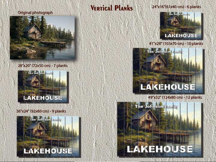 Custom Lakehouse Sign - Personalized Rustic Painting Print On Wood