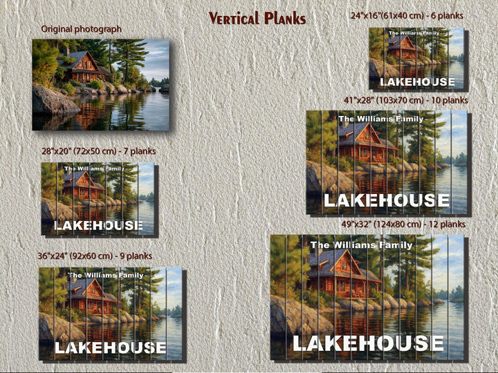 Custom Lakehouse Sign - Personalized Rustic Painting Print On Wood