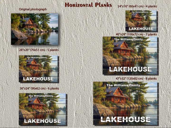 Custom Lakehouse Sign - Personalized Rustic Painting Print On Wood