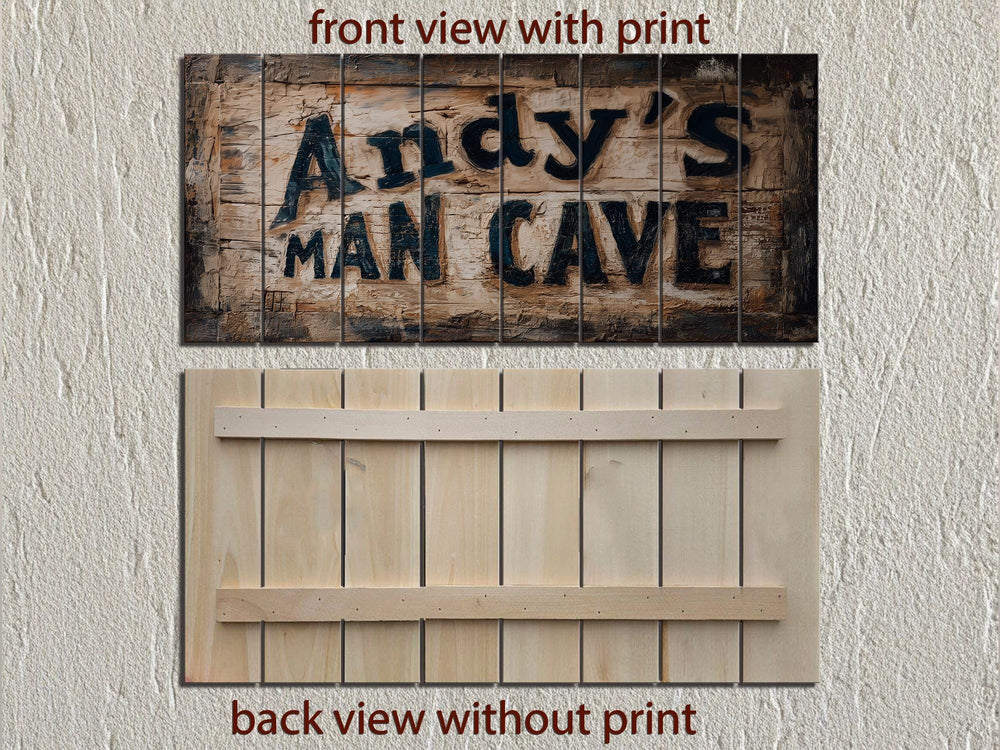Custom Name Man Cave Sign Distressed Wood Wall Art