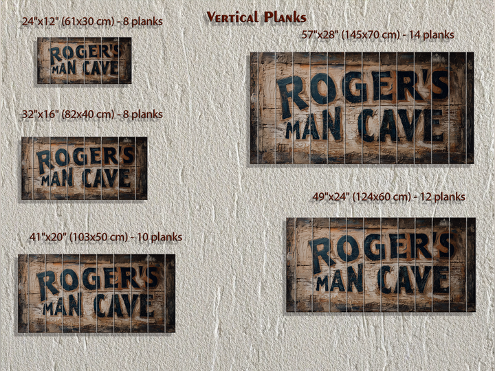 Custom Name Man Cave Sign Distressed Wood Wall Art
