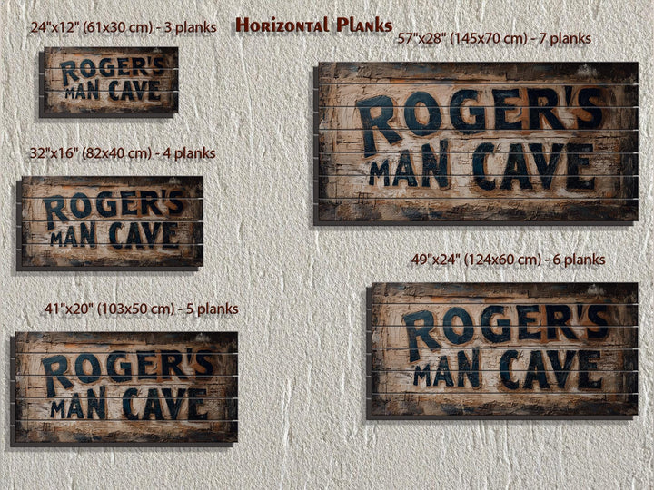Custom Name Man Cave Sign Distressed Wood Wall Art