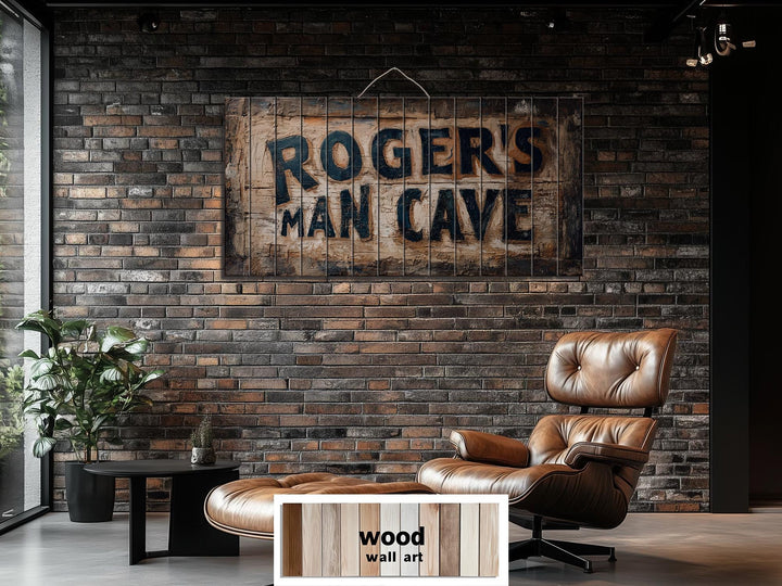 Custom Name Man Cave Sign Distressed Wood Wall Art