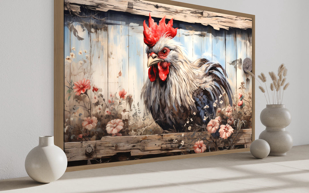 Cute Farm Rooster Rustic Farmhouse Wall Art