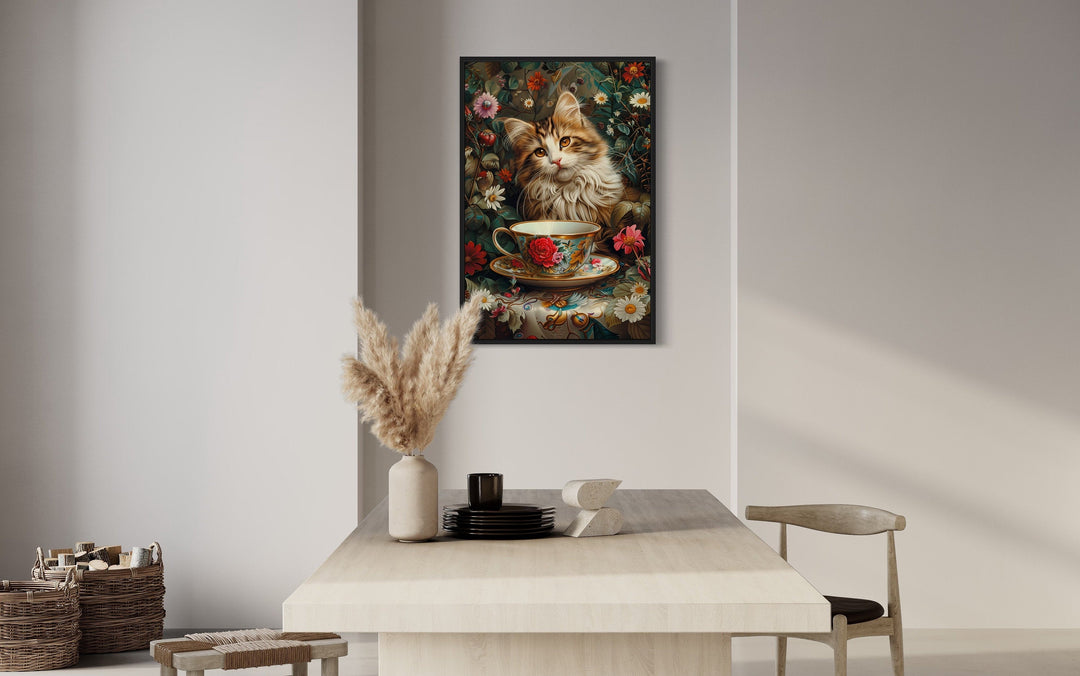 Cute Kitten With Teacup Kitchen Wall Art