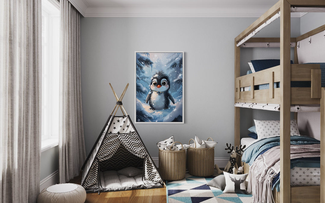 Cute Penguin In Snow Nursery Wall Art