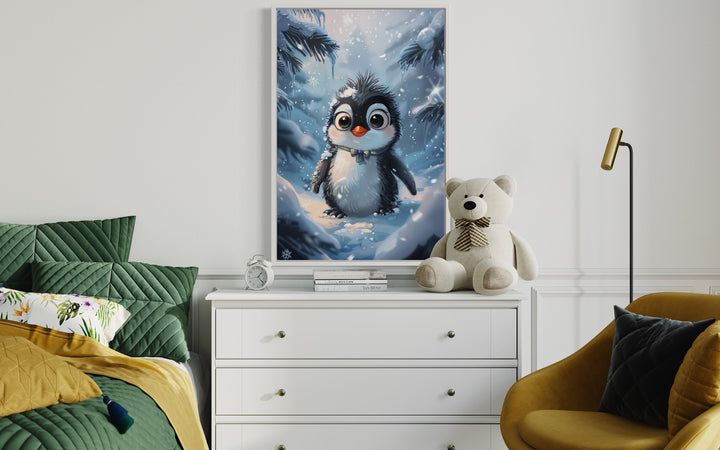 Cute Penguin In Snow Nursery Wall Art