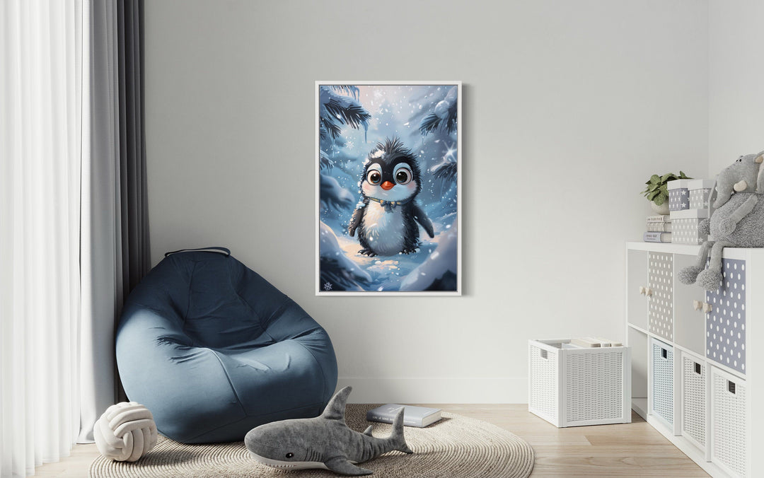 Cute Penguin In Snow Nursery Wall Art