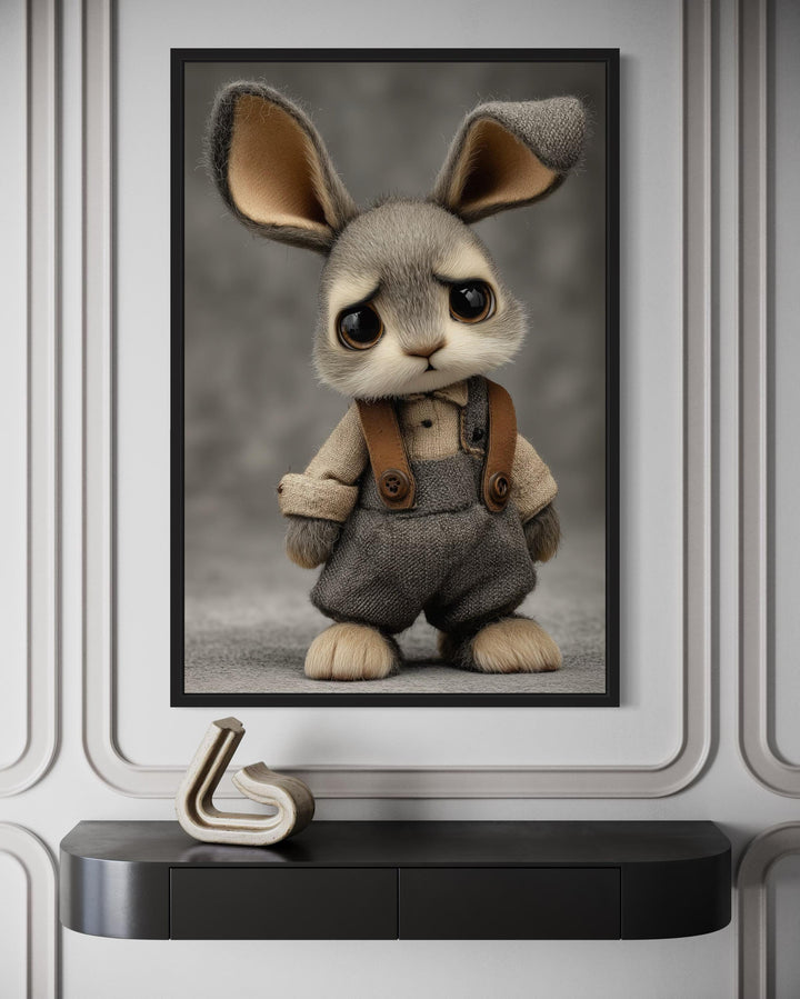 Cute Sad Bunny Canvas Wall Art