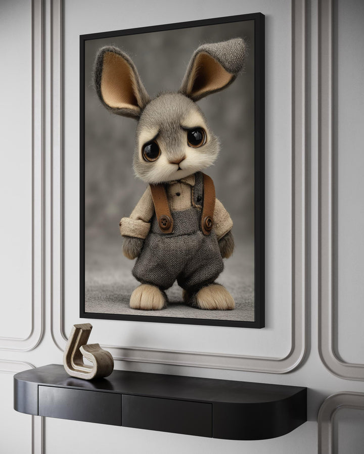 Cute Sad Bunny Canvas Wall Art
