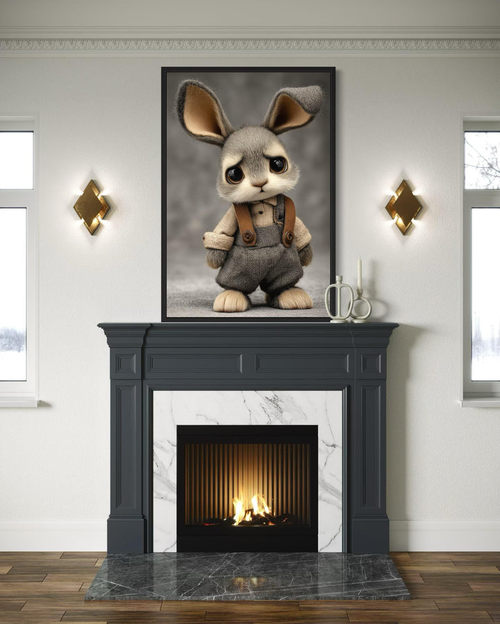 Cute Sad Bunny Canvas Wall Art