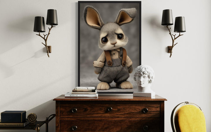 Cute Sad Bunny Canvas Wall Art
