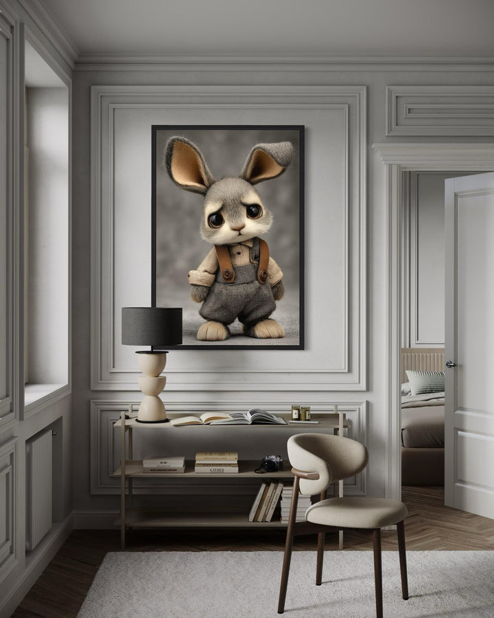 Cute Sad Bunny Canvas Wall Art