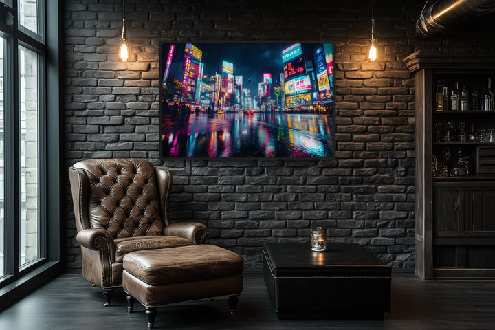 Cyberpunk Tokyo Framed Canvas Wall Art