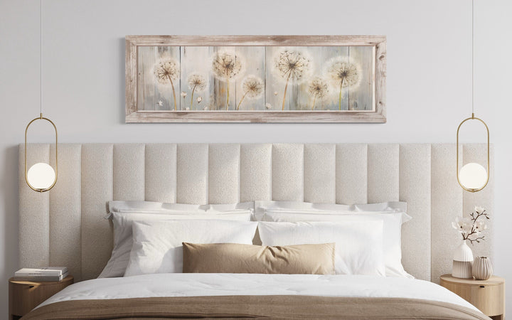 Dandelions Painting On Distressed Wood Horizontal Canvas Wall Art