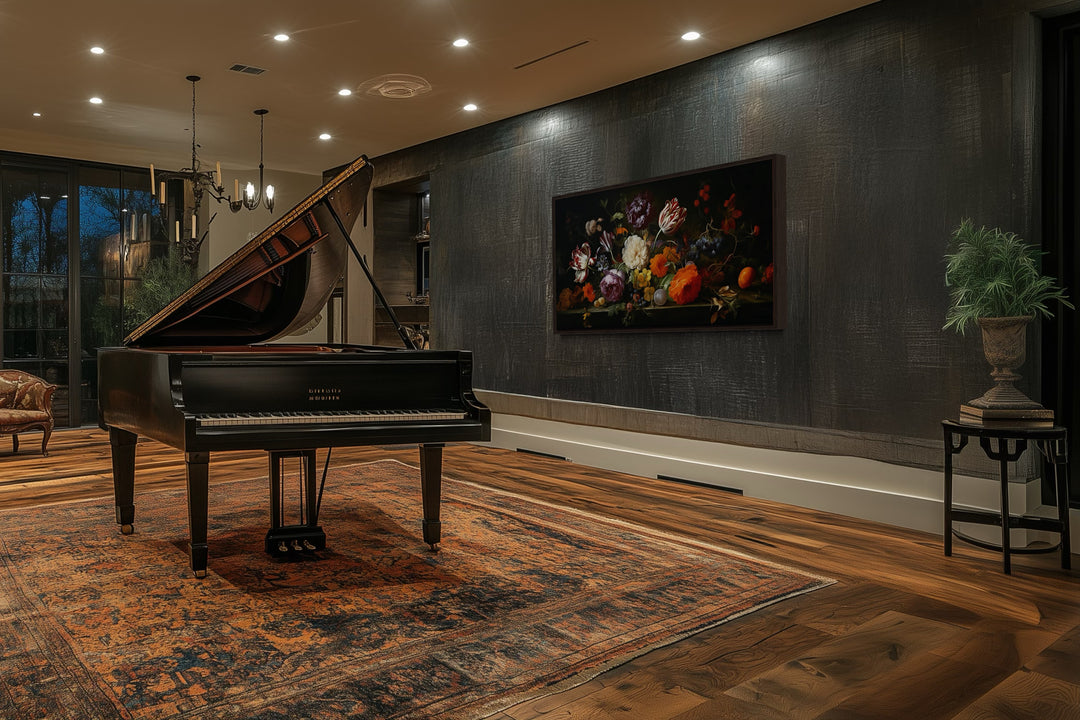 Dark Academia Wall Art – Antique Floral Print Framed Gothic Canvas Decor