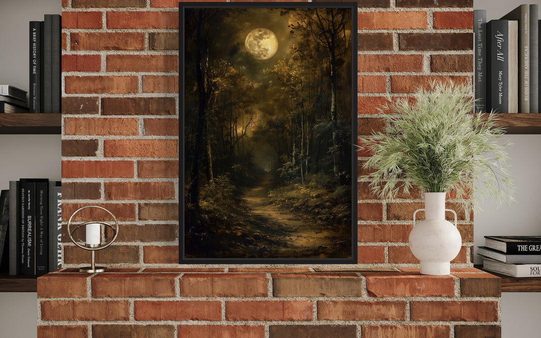 Dark Moonlit Gothic Forest Framed Halloween Wall Art