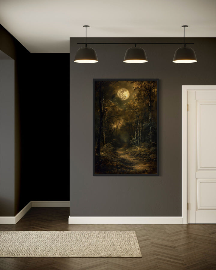 Dark Moonlit Gothic Forest Framed Halloween Wall Art