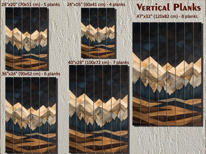 Day and Night Geometric Mountain Set of 2 Distressed Wood Wall Art