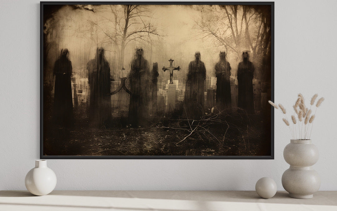 Dead Rising From Graves At Cemetery Vintage Photography Wall Art