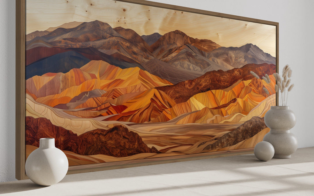 Death Valley Layered Wood Style Painting Framed Canvas Wall Art