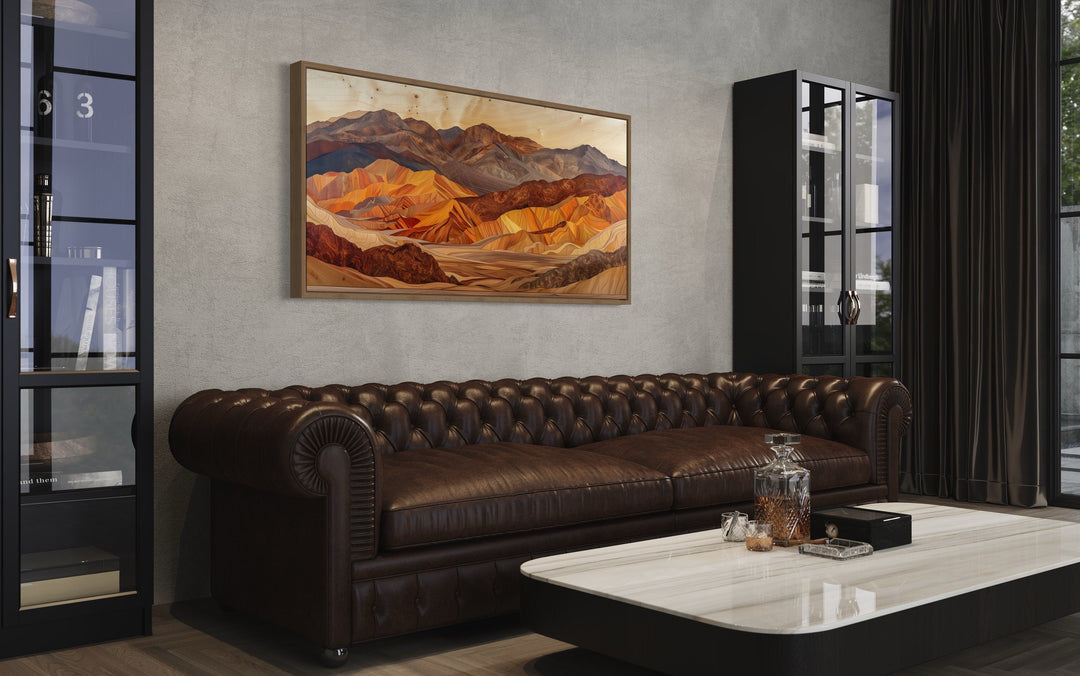 Death Valley Wall Art – Layered Wood Painting | Rustic Framed Canvas Decor