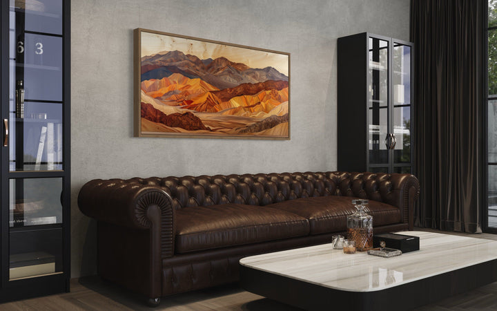 Death Valley Wall Art – Layered Wood Painting | Rustic Framed Canvas Decor