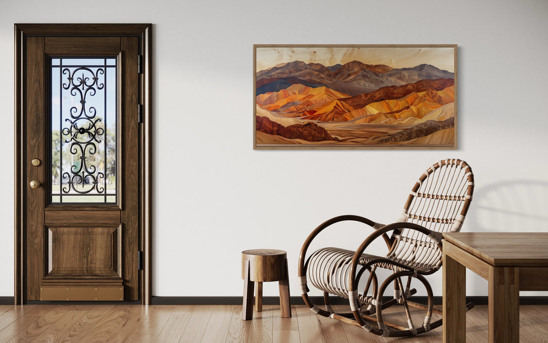 Death Valley Wall Art – Layered Wood Painting | Rustic Framed Canvas Decor