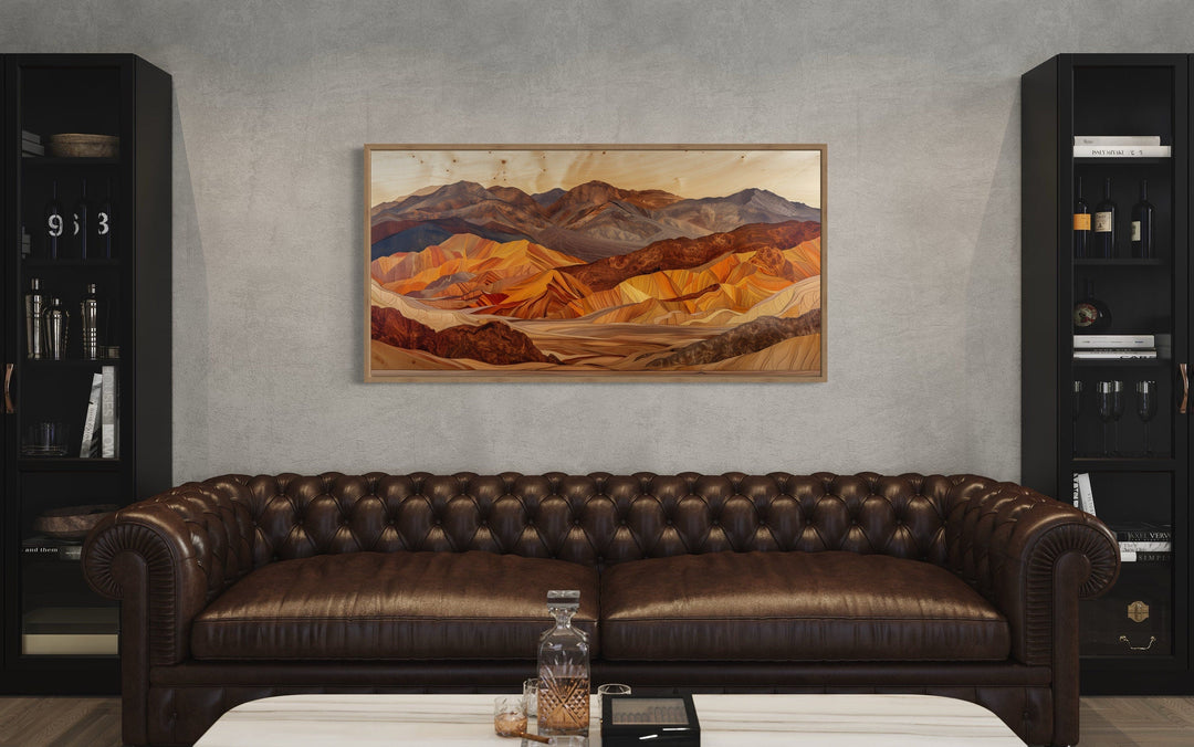 Death Valley Wall Art – Layered Wood Painting | Rustic Framed Canvas Decor