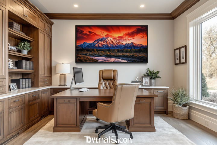 Denali National Park Wall Art – Framed Sunset Canvas | Mountain Landscape Decor