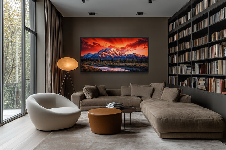 Denali National Park Wall Art – Framed Sunset Canvas | Mountain Landscape Decor