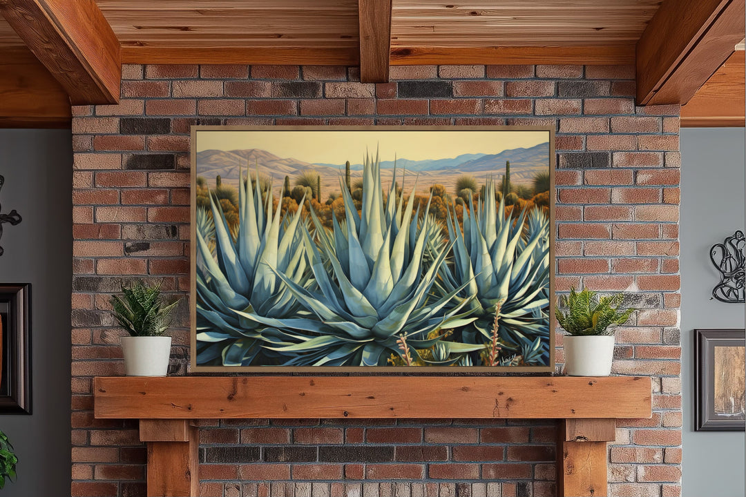 Desert Agave Mexican Framed Canvas Wall Art