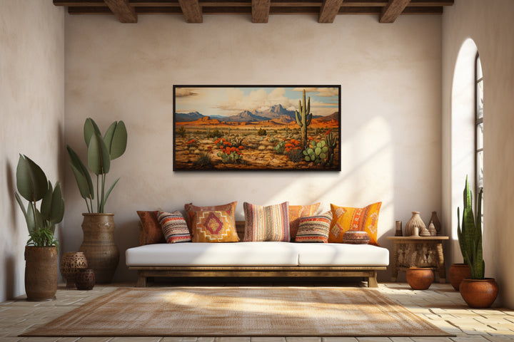 Desert Landscape Extra Large Southwestern Framed Canvas Wall Decor